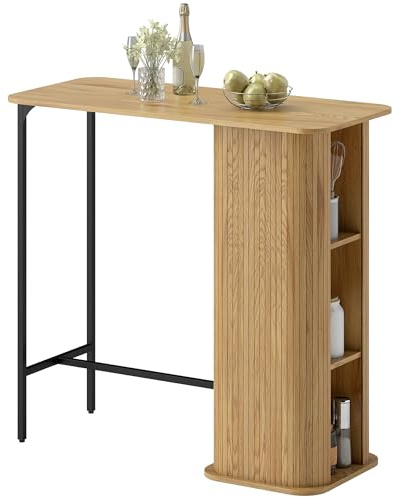 HOMCOM Table de Bar avec 3 Étagères Petits Espaces 112x50x106cm Naturel