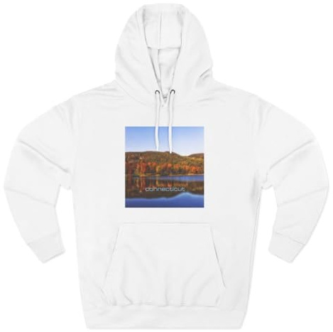 3dRose Print of Squantz Pond Connecticut Three-Panel Fleece Hoodie White/XL