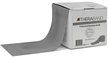 THERABAND Resistance Band Latex Roll - Stretchbänder für Übung & Professionelle Physio, Übungsband für Reha, Pilates, Training & Mobilitätsregeneration - 50 Yard Rolle (Super Heavy, Level 6) - Silber