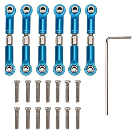 RC Lenkgestänge, 6-teiliges Metall Set in Blau für 1/18 Modellauto - Präzisions Lenkstangen für Fernbedienungsauto Zubehör
