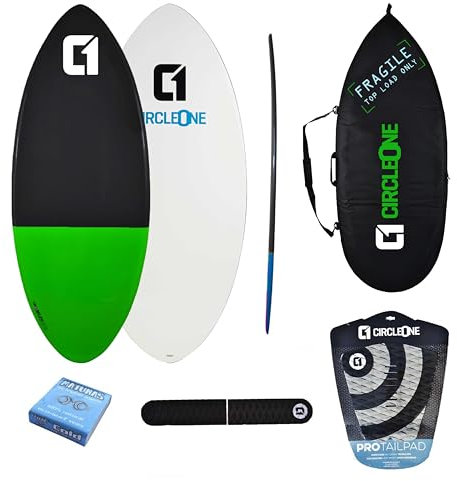 Skimboard Epoxy+fibre de verre EPS Pack – Sac, cire, cale-queue et arche inclus – Vert 127 cm