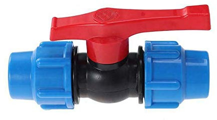 TOOLSTAR Vanne à boisseau sphérique en plastique MDPE - Raccord de compression avec robinet à boisseau sphérique en ligne - 25 mm