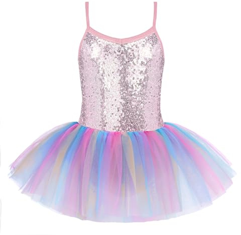 Zaclotre Girls Strap Ballet Leotards Tutu Dress Sparkly Sequin Skirted Leotard Ballerina Outfit Dance Costume for Kids