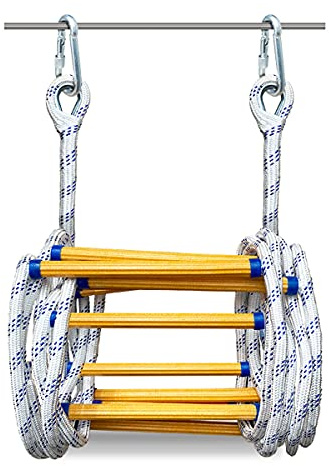 PHONME 3m 5m 8m 10m 15m 20m Strickleiter Feuerleiter Fluchtleiter Rettungsleiter Notleiter Mehrzweckleiter Feuerleiter Tragfähigkeit bis zu 420 kg mit Haken Für Feuerleitern Und Balk(Size:15m)