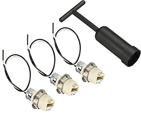 PATIKIL G9 Luz Base Zócalo Kit 10 Largo Cable Plomado Blanco 3 Juego | Cerámica Lámpara Soporte Base, con Zócalo Anillo Extracción Herramienta