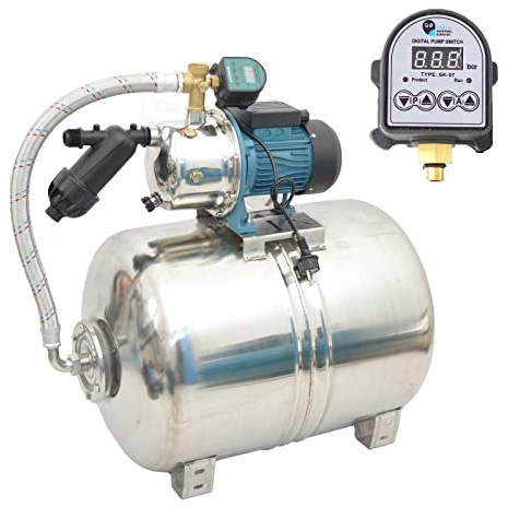 Hochwertiges 100 L Edelstahl Hauswasserwerk 3600L/h - 5bar - elektronischer Druckschalter EDS inkl. Trockenlaufschutz