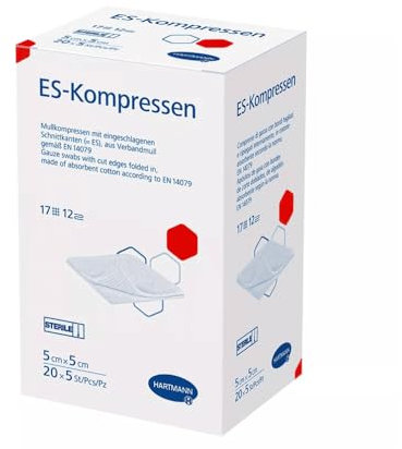 Hartmann ES-Kompressen 5 x 5 cm, 12-fach, steril - 10 x 10 Stück | Packung (10 Stück)