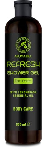 Gel Douche Homme Refresh 500 ml - Gel à l'Huile Essentielle de Citronnelle - Soins de la Peau - Soins du Corps - Nettoyage et Soin - Parfum frais - Arôme Masculin - Gel Douche pour Lui