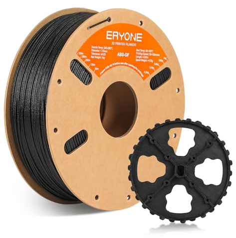 ERYONE Glass Fiber ABS Filament 1.75mm +/- 0.03mm, 3D Drucker Filament, ABS GF Filament, 1kg (2.2LBS)/Spool, Schwarz