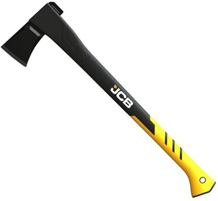 JCB Splitting Axe Pro, 28” (71cm), Fiberglass Handle, Ergonomic Design, Protective Sheath, Single-strike Splits Through Firewood, Logs, and Kindling.