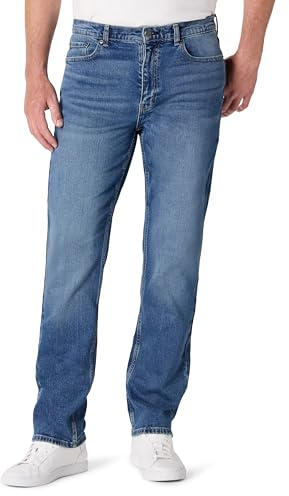 Amazon Essentials Men's Low Stretch Straight-Fit Jeans, Tinted Medium Blue, 28W x 30L