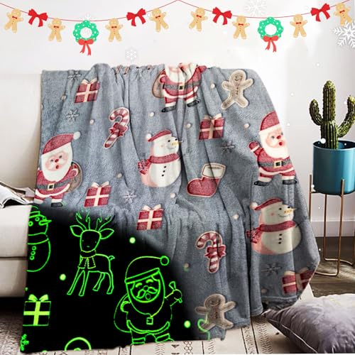 IUNTWEIE Weihnachten Decke 130x150cm,Glow in The Dark Decke,Sofadecke Kinderdecke Weihnachten Geschenke für Mädchen Junge(SDFG-A, 130x150cm)