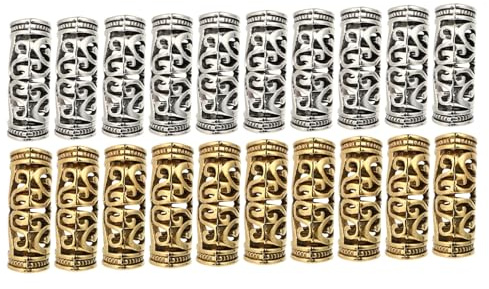 Hohopeti 20 Stück Teiliges Dreadlock Accessoires Langlebige Dreadlock Ringe für Zöpfe Haarperlen für Lange Haare Party Hochzeits haarschmuck Modische Braid in Antik Silber und Gold