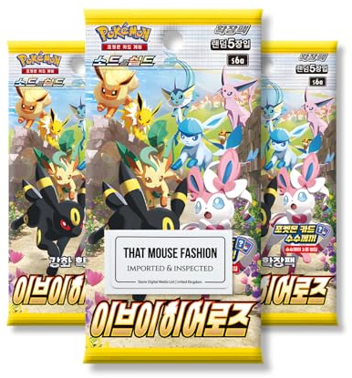 Evolving Skies Lot de 3 boosters Coréens Héros d'Évoli | Authentifié TCYM | Cartes Pokémon Coréennes | Booster Packs Pokémon Ciel Évoluant | Épée et Bouclier Pokémon