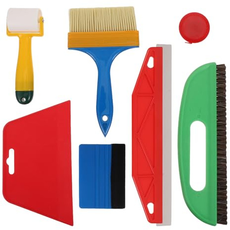 TOGEVAL 7 Pezzi Kit Spatole Piccole per Applicazione Pellicole Auto e Finestre Strumenti Ergonomici con Bordi Protettivi per Vetri Specchi e Pareti Adatti per Levigare e Stendere Pellicole