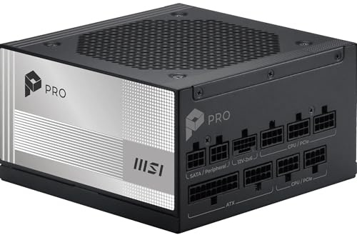 MSI Pro A850PL PCIE5 Power Supply, 850W, 80 Plus Platinum, ATX 3.1, PCIe 5.1 GPU Support, 12V-2x6 Dual-Color Native Connector, ATX, Embossed Sheath Cables
