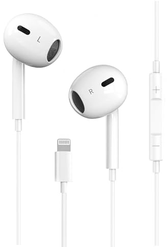 APPLE MFi Certified iPhone Wired Earbuds Earphones, In Ear Lightning Headphones Compatible with iPhone 14/13/12/11/8/7/X/Pro/Pro Max iPad