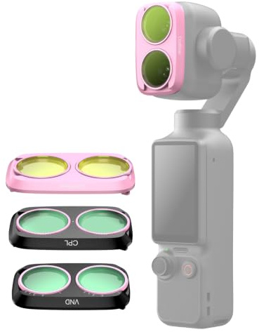 TELESIN Filterset CPL VND8-32 + Cool Rose för DJI Osmo Pocket 4P | Magnetisk montering | Quick swap | Cinematic Colors | HD glaslack | Ready | ökad färgintensitet