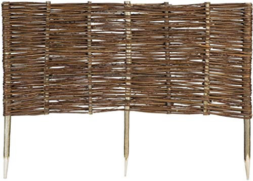 Mcsammler Weide Beeteinfassung in 16 Größen Weidenzaun Rasenkante Beetbegrenzung Steckzaun imprägniert mit Buchepflöcken für leichtes Einsetzen Palisade Länge: 120 cm Höhe: 40 cm