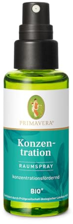 PRIMAVERA Raumspray Konzentration bio* 50 ml - Zitrone, Riesentanne und Salbei - Aromadiffuser, Aromatherapie - konzentrationsfördernd - vegan