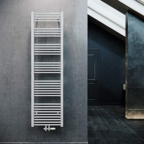 ELEGANT Heizkörper Bad 1800x500mm Weiß Badheizkörper Mittelanschluss Heizkörper Handtuchtrockner Handtuchwärmer mit Weiß Multiblock Thermostat