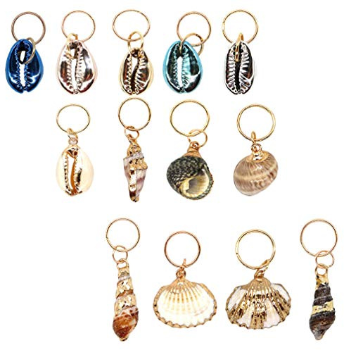 Milisten 13st Runder Blumentopf Piratin Haarschmuck Shell Haarring Dreadlocks-perle Haarmanschetten Schmuck Shell Haar Anhänger Metall Meer Charme Perücke Flechten Legierung
