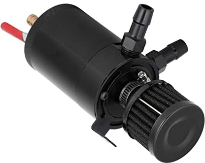 Caiqinlen Tanica di Raccolta dell'olio, sfiato del Serbatoio di Raccolta dell'olio in Lega di Alluminio con Kit di Accessori per Auto a 2 Porte, 63 mm / 2,5 Pollici per Auto(Black)