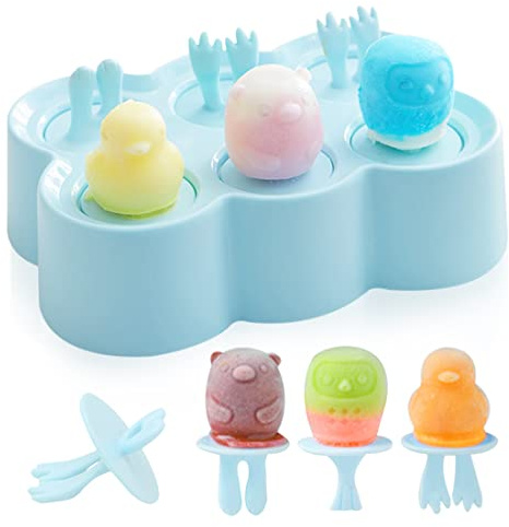6 moldes para helados, moldes pequeños para helados, moldes pequeños para helados, moldes para helados, mini ABC para niños, bebé (azul-1)