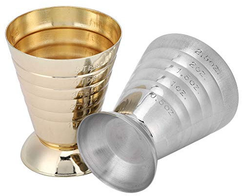Tasse à mesurer Cocktail Jigger, 2Pcs Tasse à mesurer en acier inoxydable Tasse graduée Vin Cocktail Jigger Barman Once Cup 75ml
