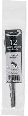 PRODIAMANT Lot de 12 lames de scie à chantourner Taille 5 Moyenne pour métal 130 mm Fabriqué en Allemagne