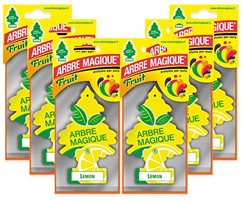 Arbre Magique Mono, Profumatore Auto, Fragranza Limone, Profumazione Fresca e Fruttata, Durata fino a 7 Settimane, Made in Italy, Confezione da 6 Pezzi