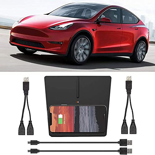 for Tesla Model 3 Car Wireless Charger Pad, Auto Wireless Chargers Plate Wireless Charging Tray Central Control Fast Charging Pad Induction for Any Qi Phone Non-Slip Accessories