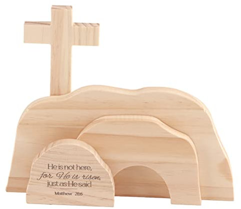 Lipeed Easter Nativity Scene Resurrection Wood, Easter Resurrection Scene, Wooden Ornaments at Home Table, Jesus Nativity Scene Decorations Christian Ornament