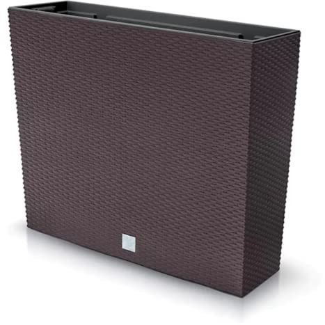 B2C Tall Rectangle Ratan Planter Floor Standing Indoor Outdoor Patio Plant Pot Troug (Umber)