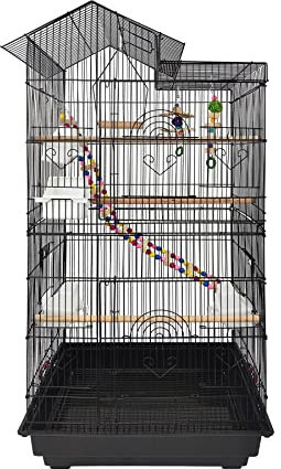 Froadp Vogelvoliere Vogelkäfig Groß Wellensittichkäfig Metall Vogelhaus mit Holzstange Futterstelle Schaukel und Spielzeug Voliere Käfig Tierkäfig für Papageien Tauben Sittiche Finken (Typ A)