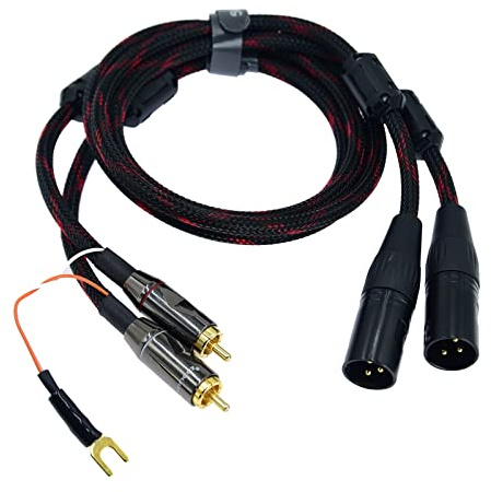 Cavo audio doppio a basso rumore da 2 RCA a 2 XLR maschio bilanciamento cavo di messa a terra del giradischi linea di segnale schermato indipendente preamplificatore LP vinile giradischi amplificatore