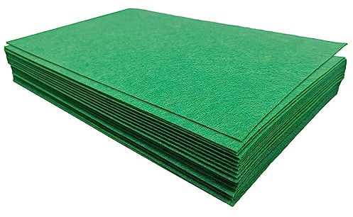 Jtnohx Fogli Feltro Rigido per L'artigianato, 32 Pezzi Tessuto di Feltro 1 mm, 17,78×28,7 cm Pannolenci Colore per Cucito e la Decorazione del Partito(Verde)