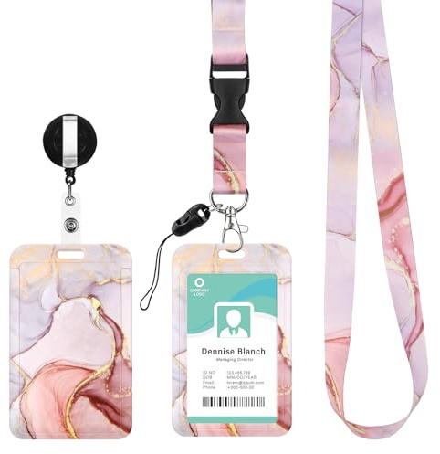 Porte Badge tour de cou Porte Carte Cordon Enrouleur Infirmière Enfant | Porte Badge tour de cou Enrouleur Collier Carte Bus Protège Badge Holder Professionnelle Swivel Clasp Lanières Retractable
