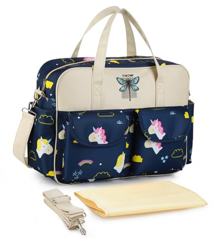 Lazeny Baby Wickelrucksack Wickeltasche Rucksack Multifunktional Mutter Babytasche Mama Reisetasche mit Wickelunterlage und Kinderwagengurten Große Kapazität Tasche Reise Backapack (Regenbogen)