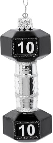 SIKORA Hantel besondere Weihnachtskugel Glas Christbaumschmuck Deko Figur Weihnachten Anhänger Ornament - Trend Line - BS649