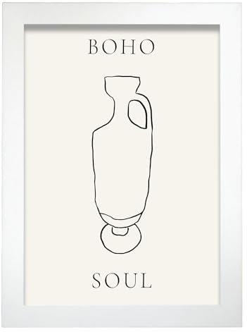 Nacnic Vaso del pavimento Foglia. In Vasi spirituali Manifesto. Dipinti decorativi estetici per il tuo soggiorno, camera da letto, casa Dimensioni A4 con cornici bianche