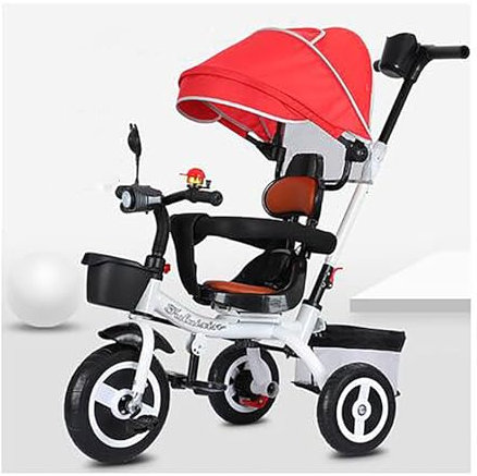 Kinder Dreirad mit Schubstange, 4-in-1 Kinder Kinderwagen Dreirad mit Eltern Lenkung Swivel, abnehmbarem Verdeck, Gurt Robuste Rahmen Langlebige Räder, für 6 Monate - 5 Jahre alt (Size : B)