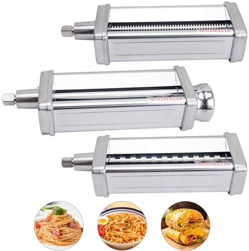Nudelaufsatz für Kitchenaid Standmixer, Pasta Maker Aufsatz enthalten Pasta Sheet Roller, Spaghetti Cutter und Fettuccine Cutter für Kitchenaid Pasta Aufsatz 3 Stück von 9TH SHOP