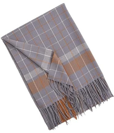 REPALY Schal Damen 1 Kaschmir Schal Aus Imitatat Karierter Schal Für Damen Warme Quaste Herbst Winter Schal Grau