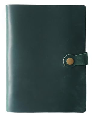 KISSKI·H Olvido Personalisiertes A6-Leder-Notizbuch, nachfüllbar, Vintage-Ringbuch, Tagebuch, Schreibnotizbuch mit Schnappverschluss, gravierte Geschenke für Damen/Herren, personalisierbar, Grün