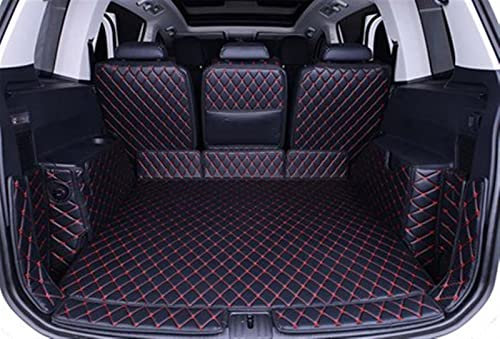 DZSJHGFDD Auto Kofferraummatte Fiber Leder Kofferraummatten Cargo Liner Für VW Für Tiguan L 2014-2020 5 Sitze / 7 Sitze Teppich Teppich Innenausstattung Anti Rutsch Matte Gummi(Schwarz Rot,5seat)
