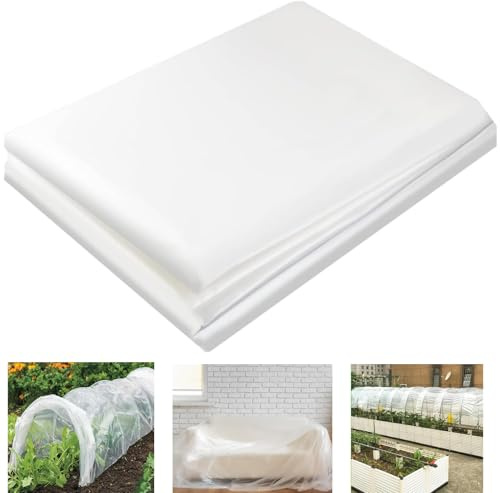 mzoLife Polyethylenfolie Transparent Gewächshausfolie, Dick Reißfest Plastikfolie aus Polyethylen, Gartenfolie aus Polyethylen für Folientunnel Abdeckfolie Tomatenhaus Gemüse Pflanzen (2 x 10 m)