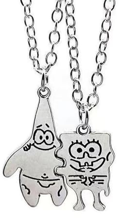 Paar Halskette, 2 Stücke Anime und Pai Starpaar Halskette, Schmuckketten Set, exquisite silberne Patrick Star Pendant , Kawaii Schmuck Junge und Mädchen, Kinder Geschenkgeschenk Freundschaft Kette