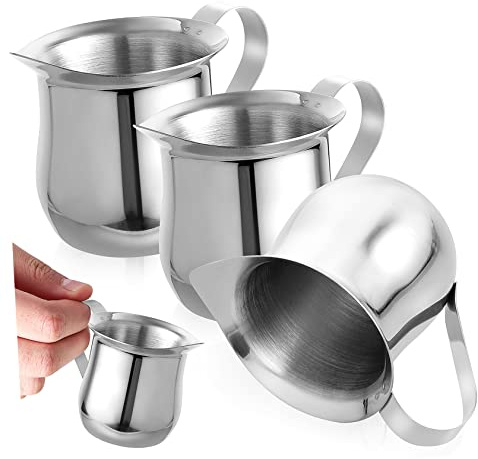 OKUMEYR 3pièces Tasse à Lait Acier Inoxydable Pour Mousseur Et Expresso Avec Bec Verseur Et Poignée Ergonomique