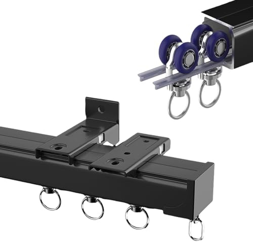Deckenschiene Robuste Gardinenleisten, Vorhangschiene 1 Läufig, Gardinen für Schienen Aluminium Wand/Hängen Montage, Aluminium Gardinenschiene für Raumteiler, Wohnzimmer, Schlafzimmer, Büro(Frankreich